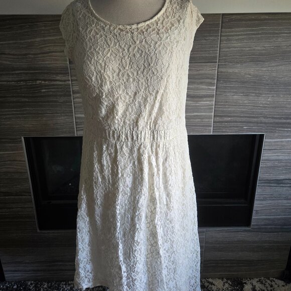 Feel Pretty Cream Lace Cap Sleeve Dress - Size XL - Picture 1 of 4